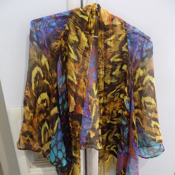 Alberto Makali rare 100% silk cardigan topper wrap s m art to wear boho - Picture 6 of 9